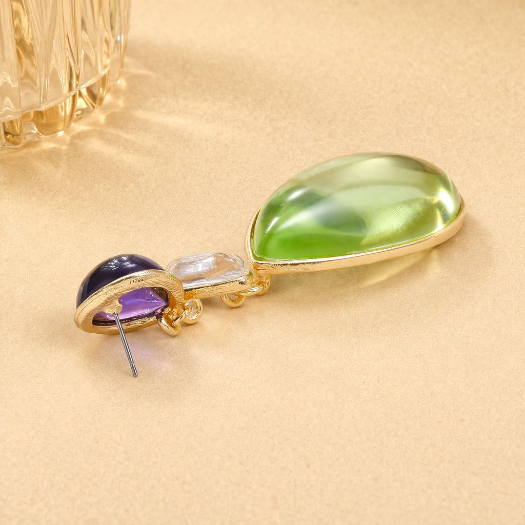 Green and Purple Drop Earring