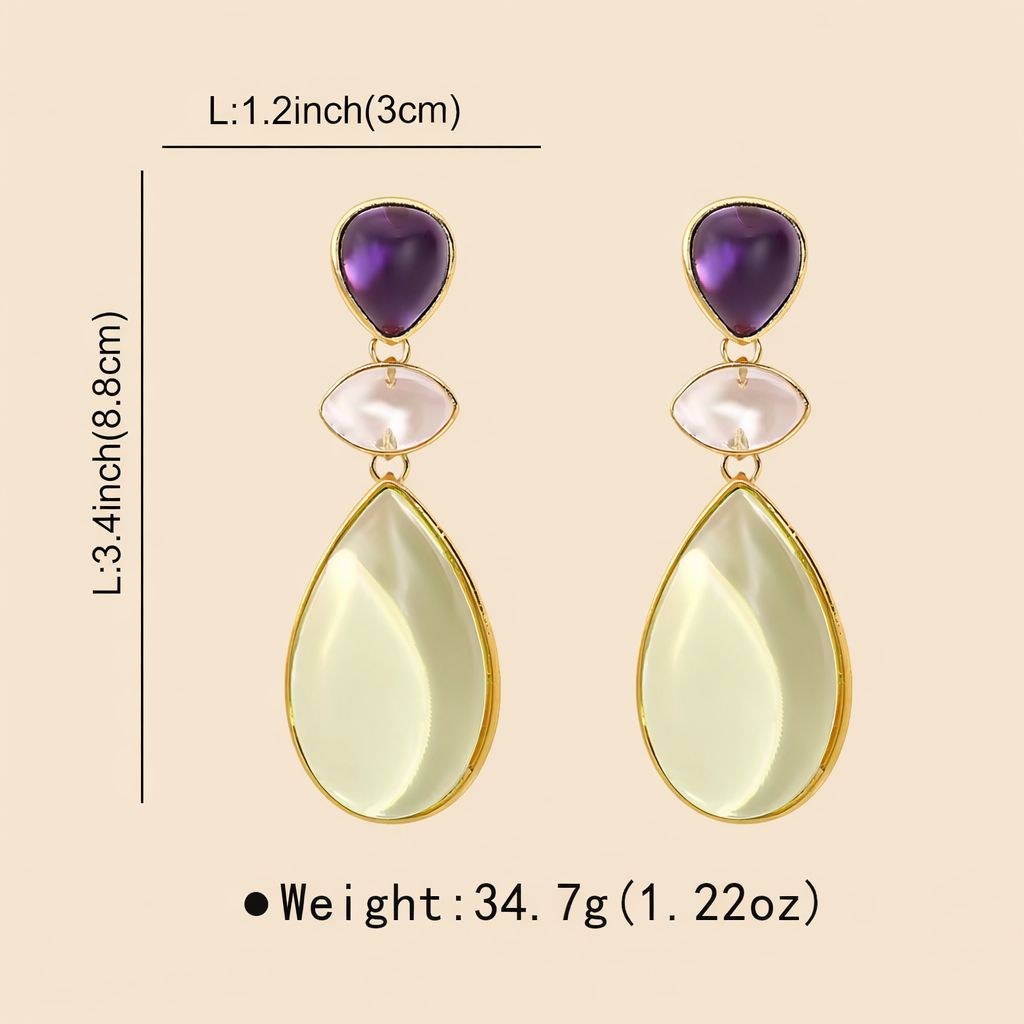 Green and Purple Drop Earring