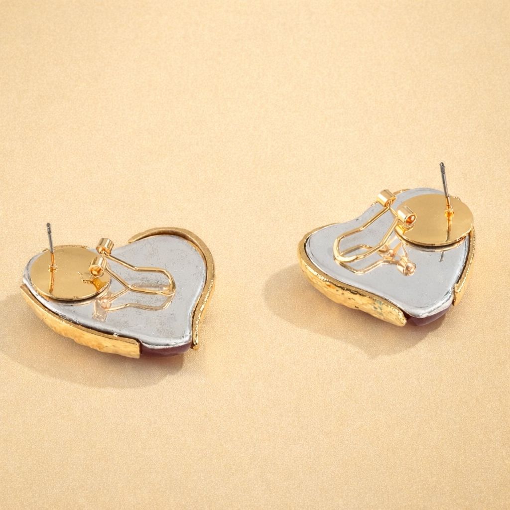 Crimson Red Heart Studs