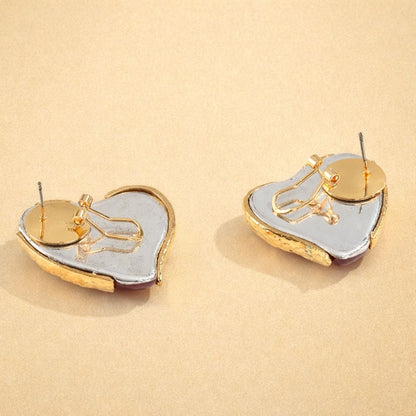 Crimson Red Heart Studs