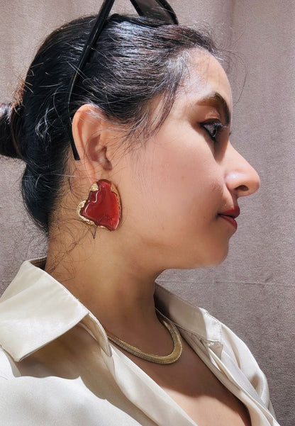 Crimson Red Heart Studs