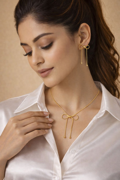 Bead Adorned Bow Necklace