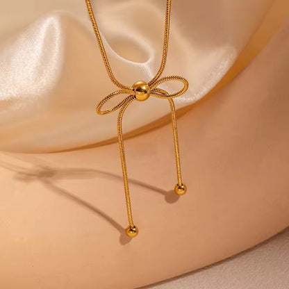Bead Adorned Bow Necklace