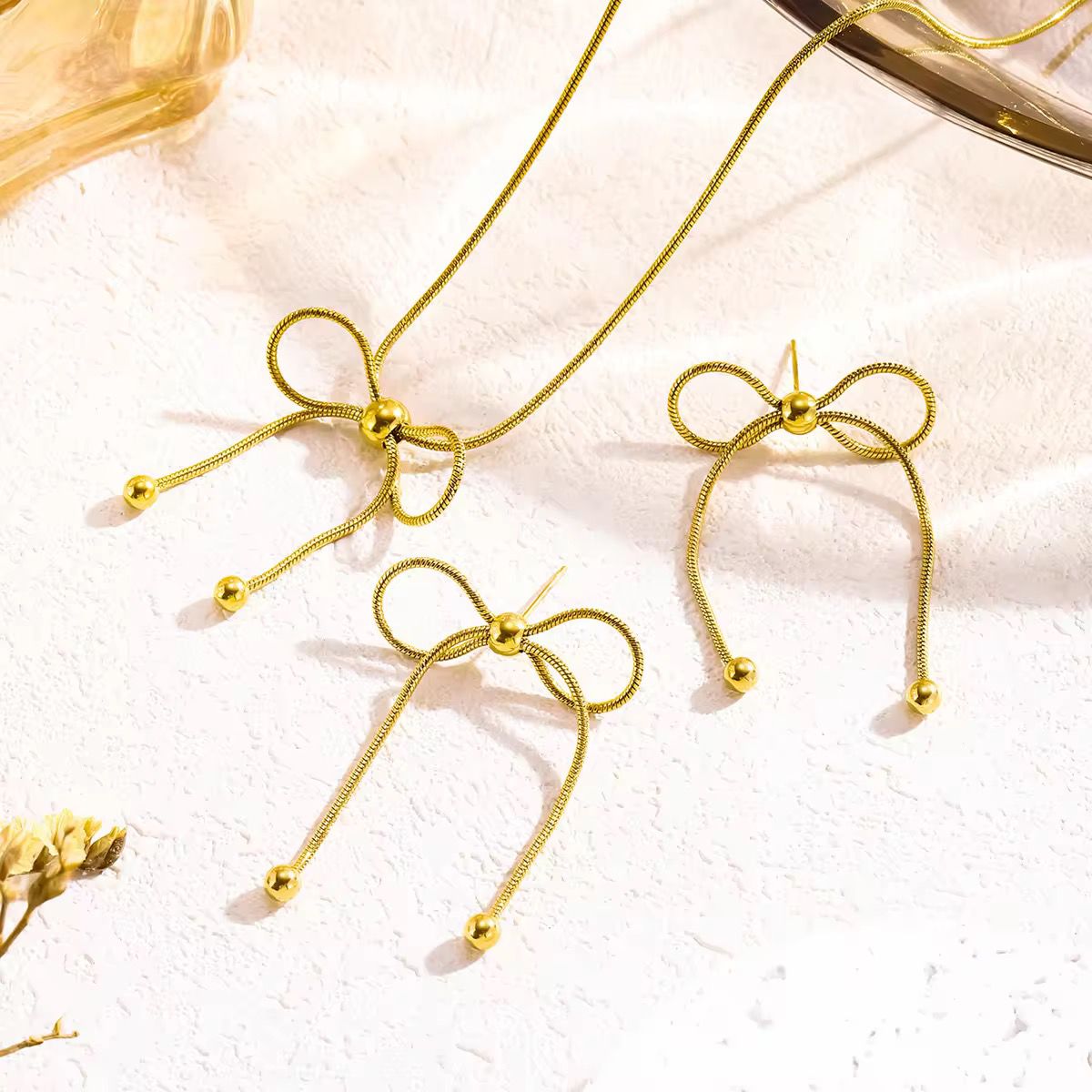 Bead Adorned Bow Necklace
