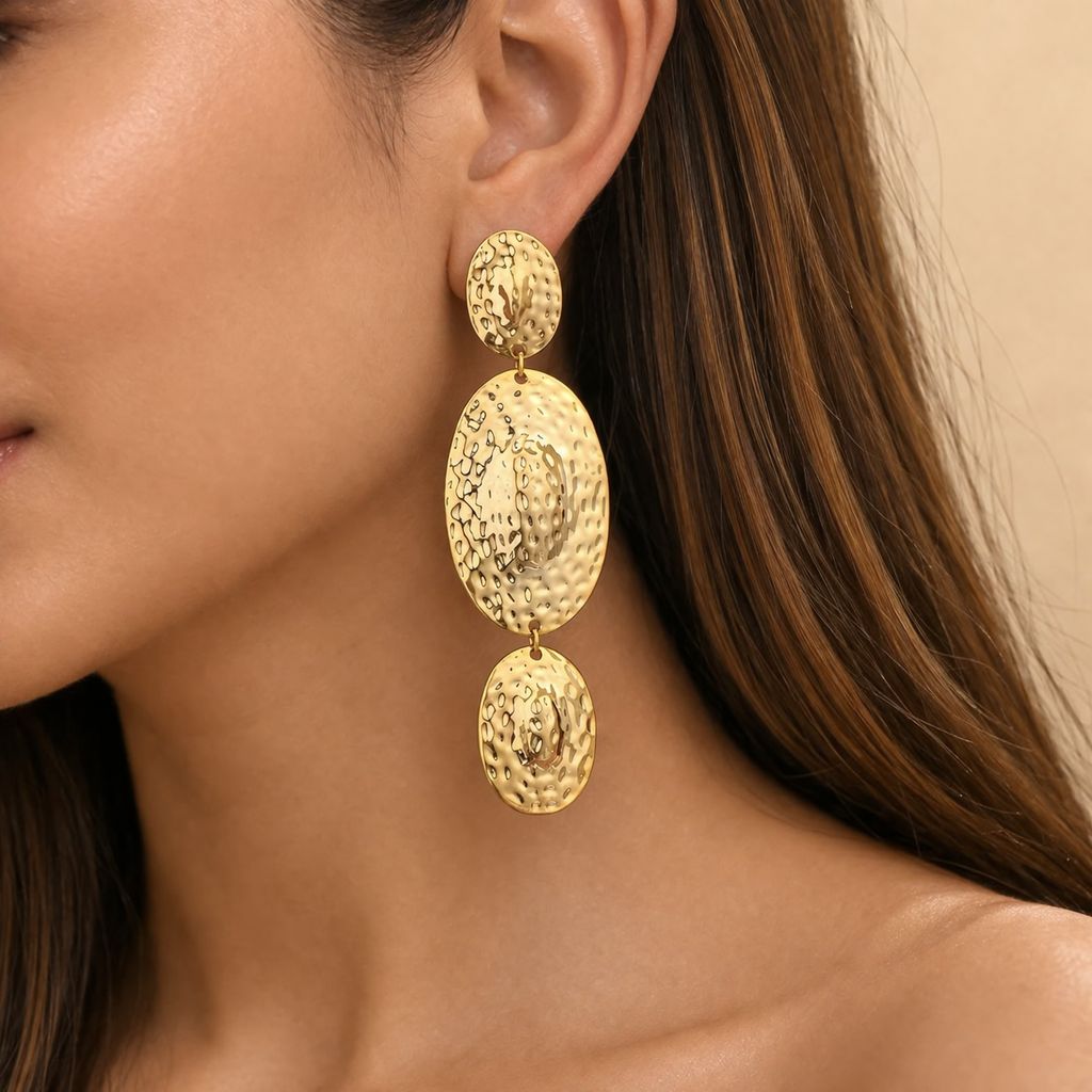 Gold Plated Hammered Harmonic Drops
