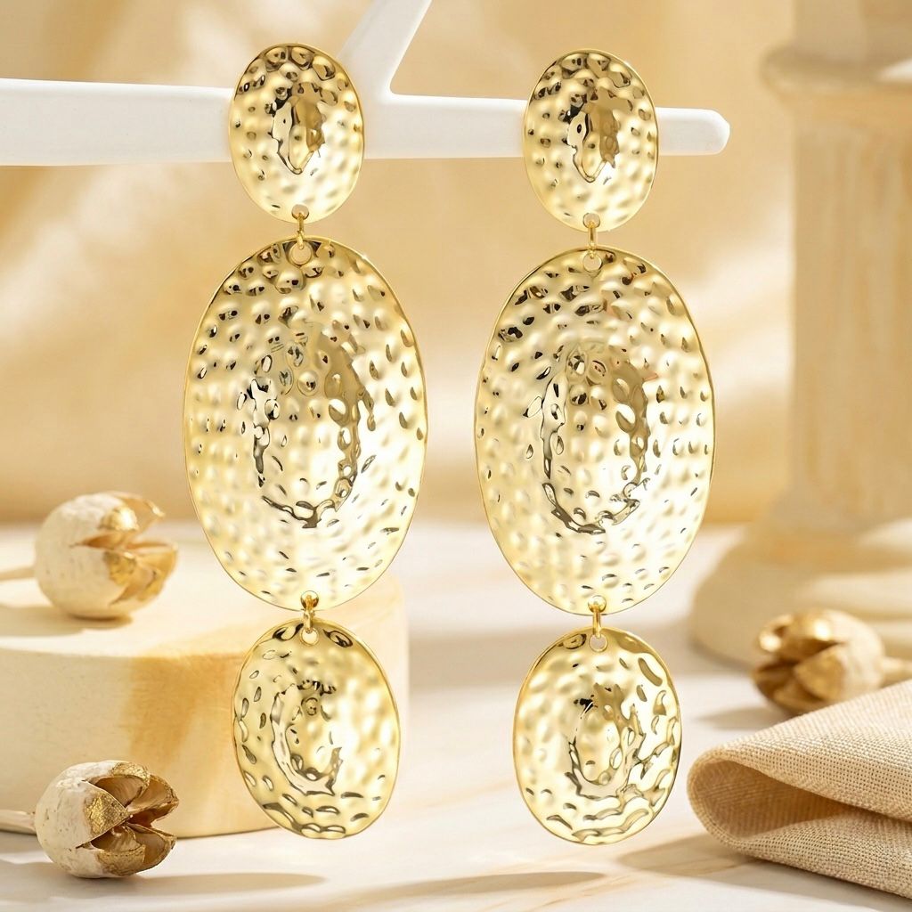 Gold Plated Hammered Harmonic Drops