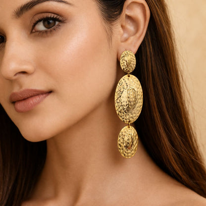 Gold Plated Hammered Harmonic Drops