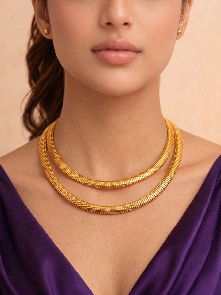 Glided helix layered necklace