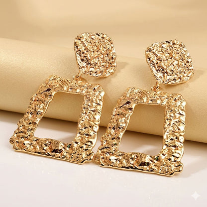 Geometric Gold Drop Square Earring
