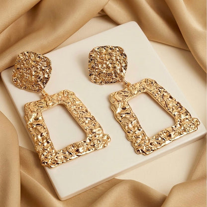 Geometric Gold Drop Square Earring
