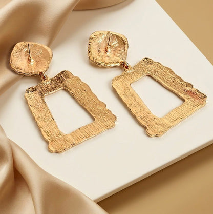 Geometric Gold Drop Square Earring
