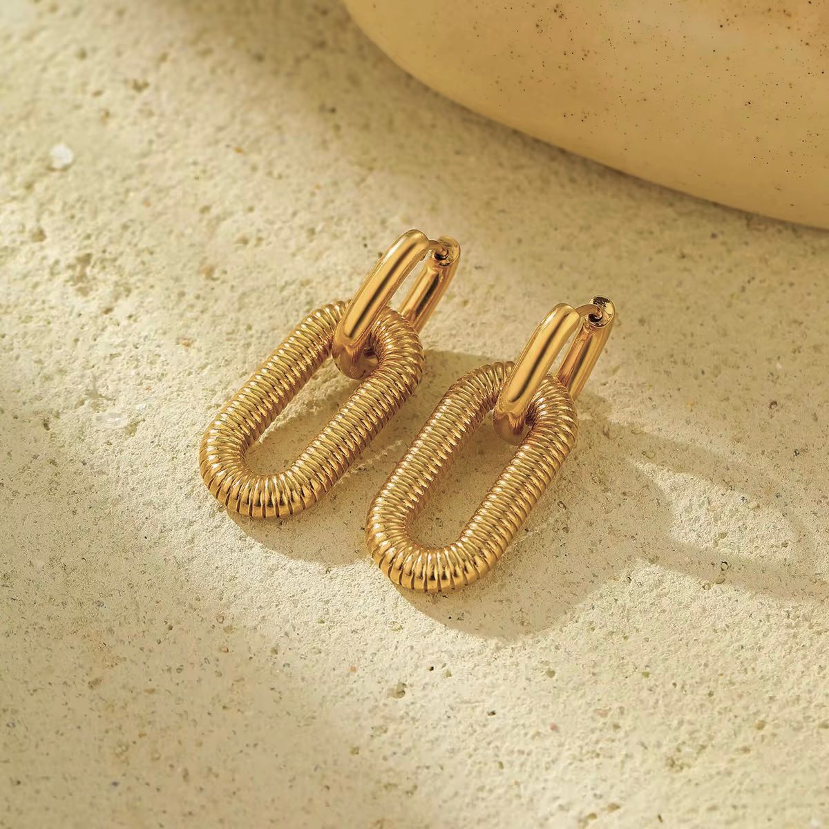 Thick Paperclip Textured Hoops