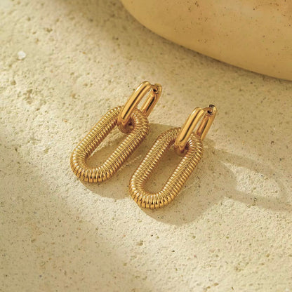 Thick Paperclip Textured Hoops