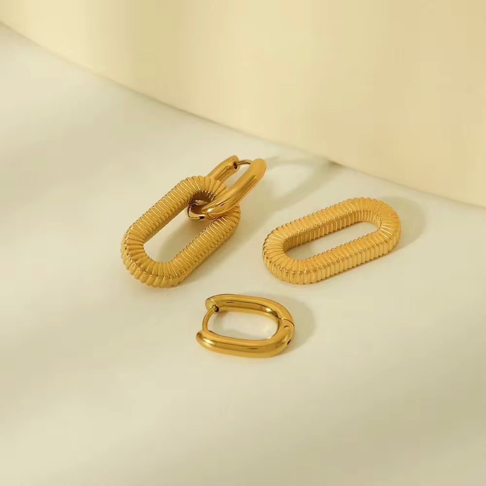 Thick Paperclip Textured Hoops