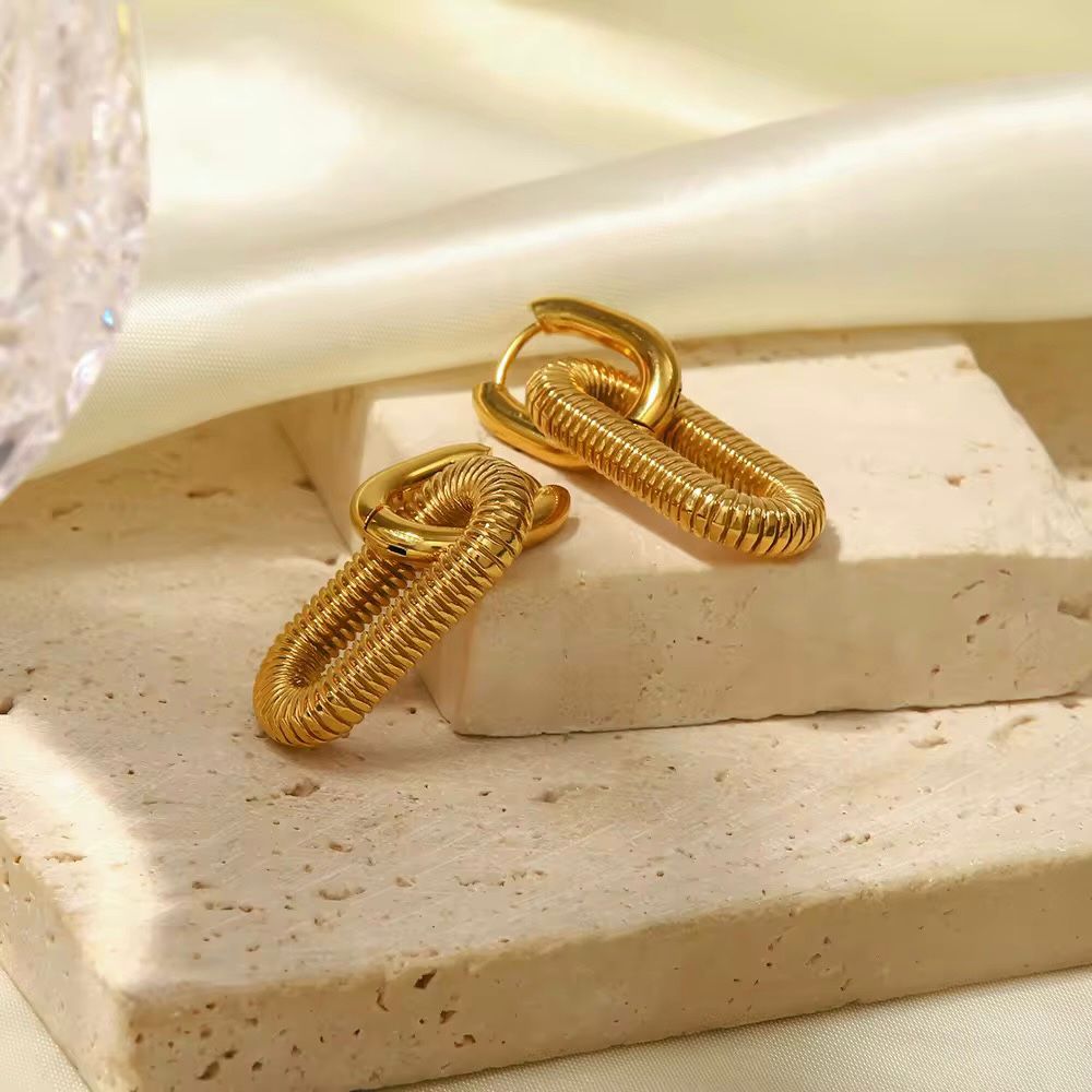 Thick Paperclip Textured Hoops