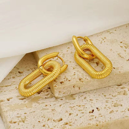 Thick Paperclip Textured Hoops