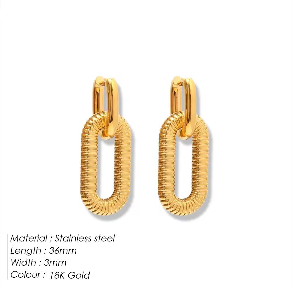 Thick Paperclip Textured Hoops