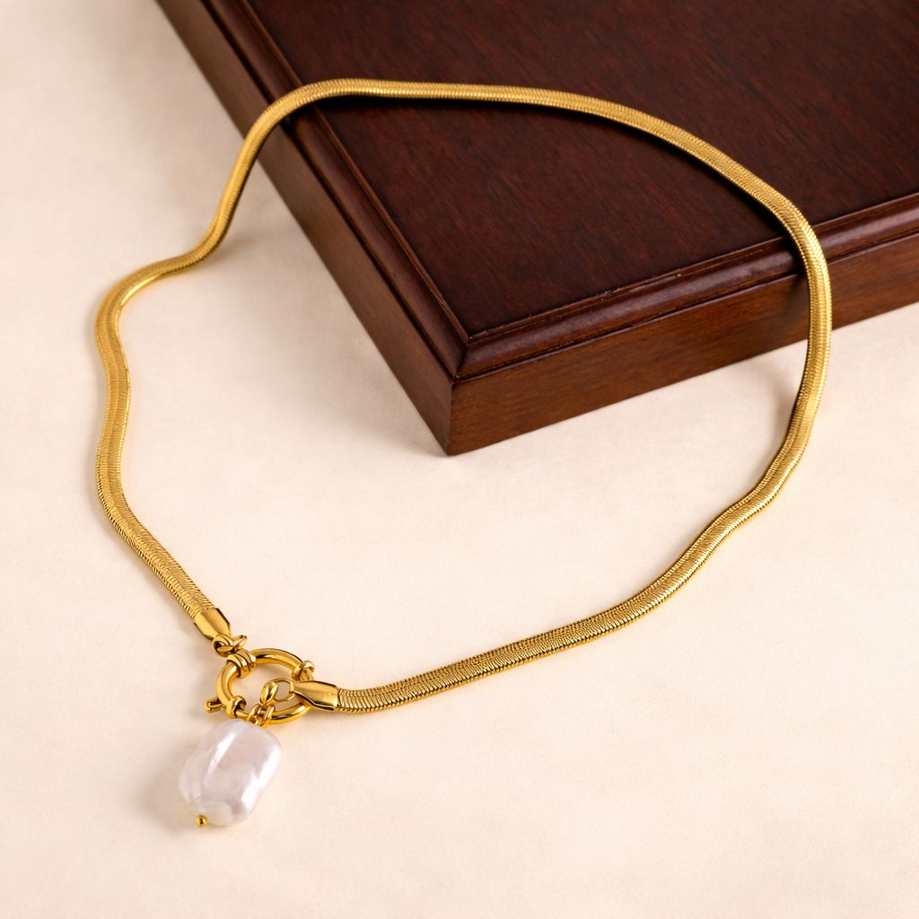 Luxe Gold Pearl Drop Necklace