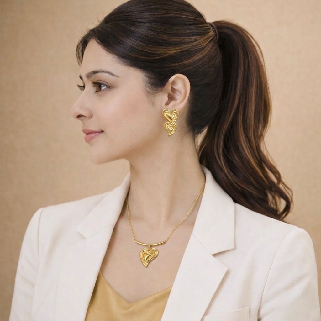 Curvy Heart Chain and Pendant - 18k Gold Plated