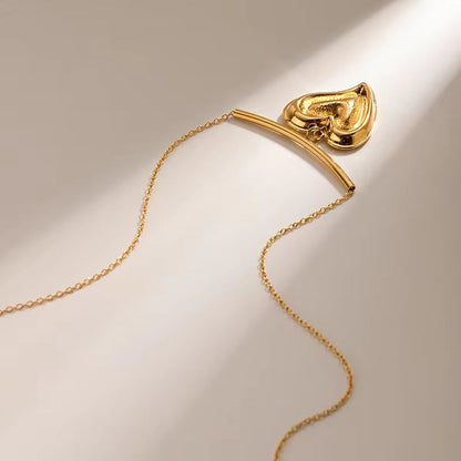 Curvy Heart Chain and Pendant - 18k Gold Plated