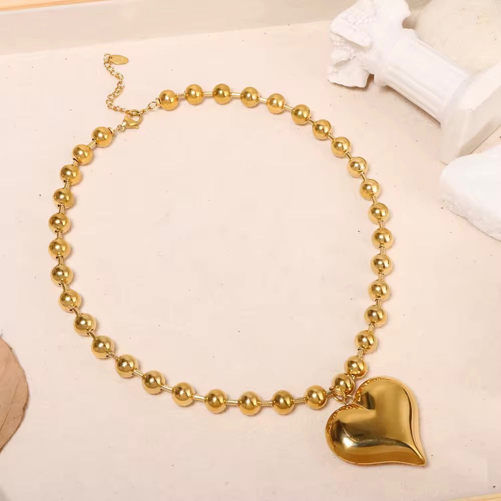 Brass Beads Bold Love Necklace