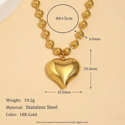 Brass Beads Bold Love Necklace