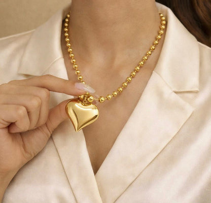 Brass Beads Bold Love Necklace