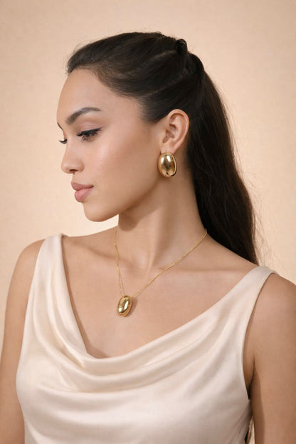 Luna Oval Charm with Chain