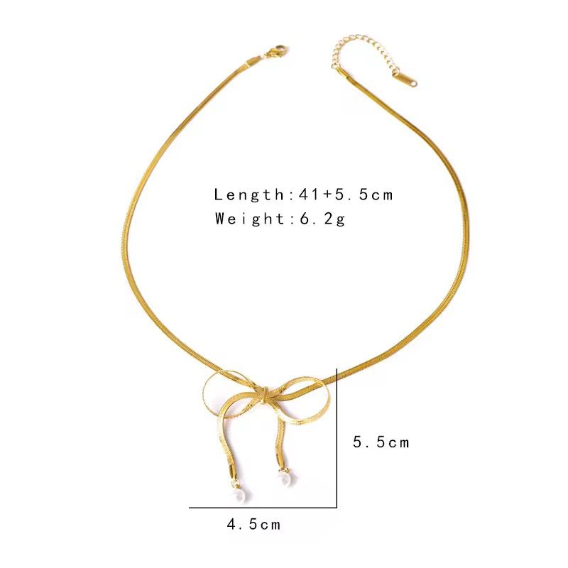 Pearl Droplet Bow Necklace