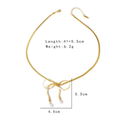 Pearl Droplet Bow Necklace