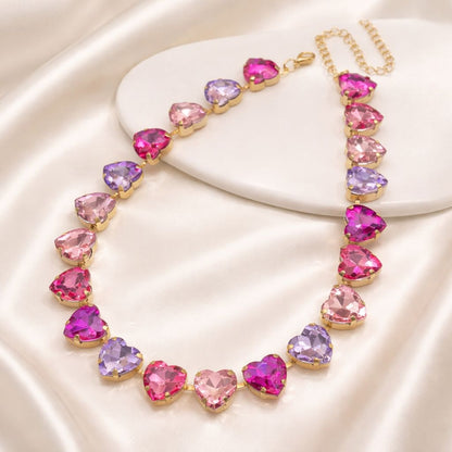 Pink and Purple Love Crystal Necklace