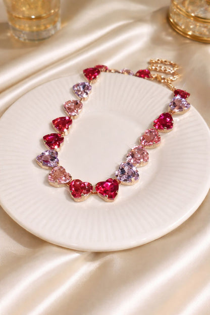 Pink and Purple Love Crystal Necklace