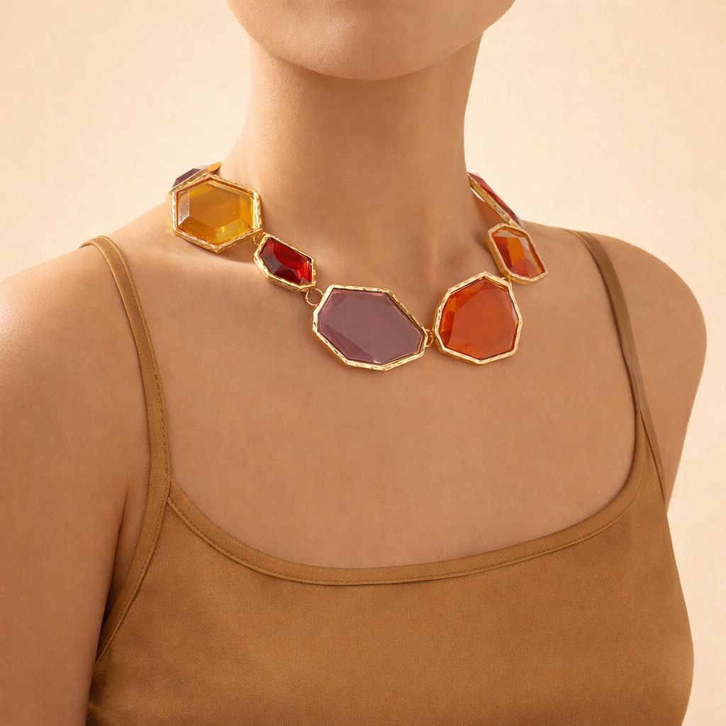 Multi Colour Abstract Resin Necklace