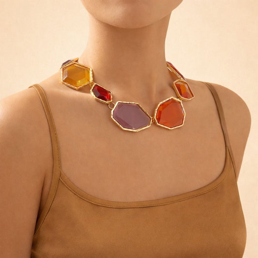 Multi Colour Abstract Resin Necklace