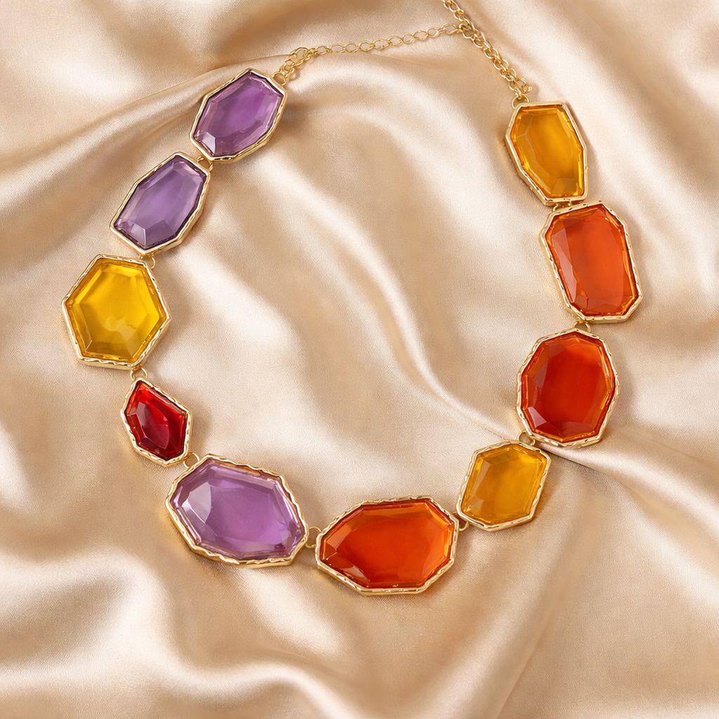 Multi Colour Abstract Resin Necklace