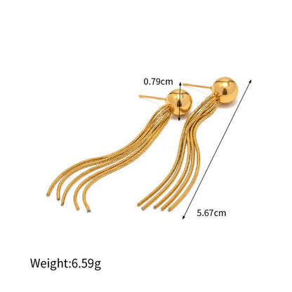 Plain Gold Ball Tassel Earrings