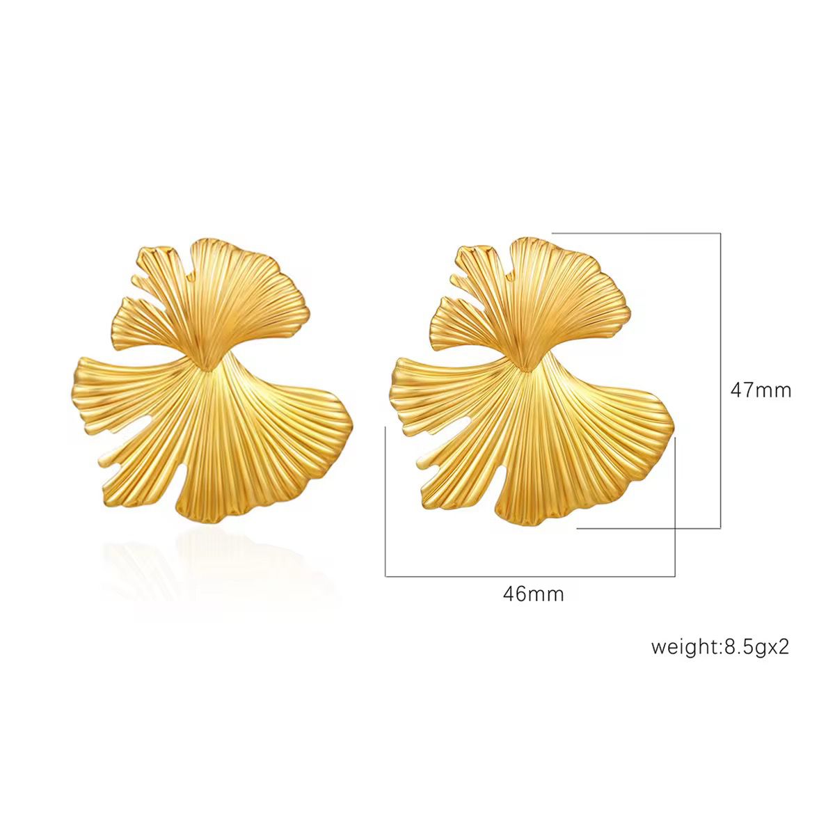 Gold Biloba Leaf Studs