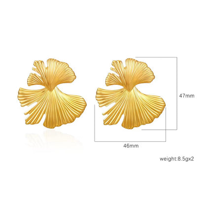 Gold Biloba Leaf Studs