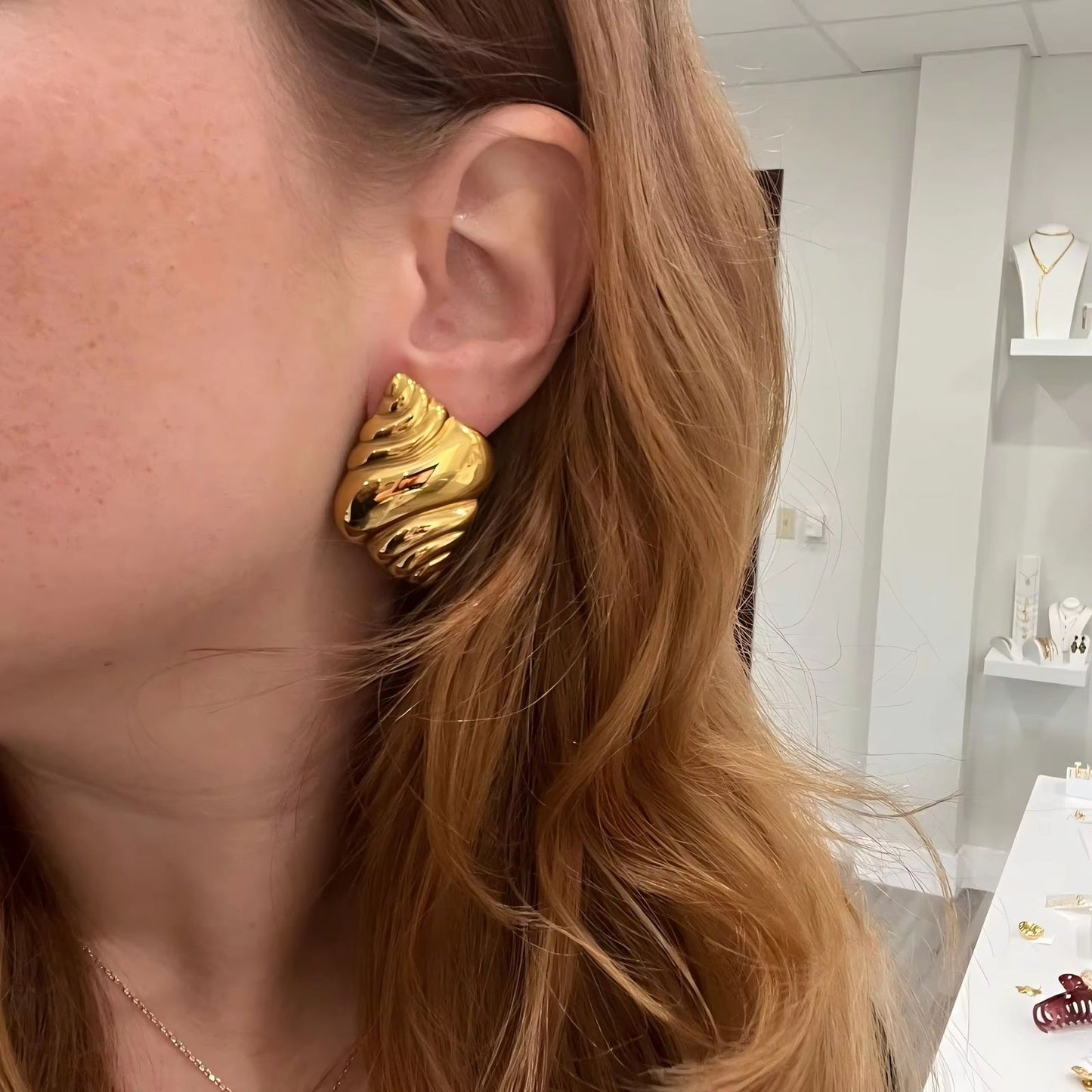Golden Croissant Studs