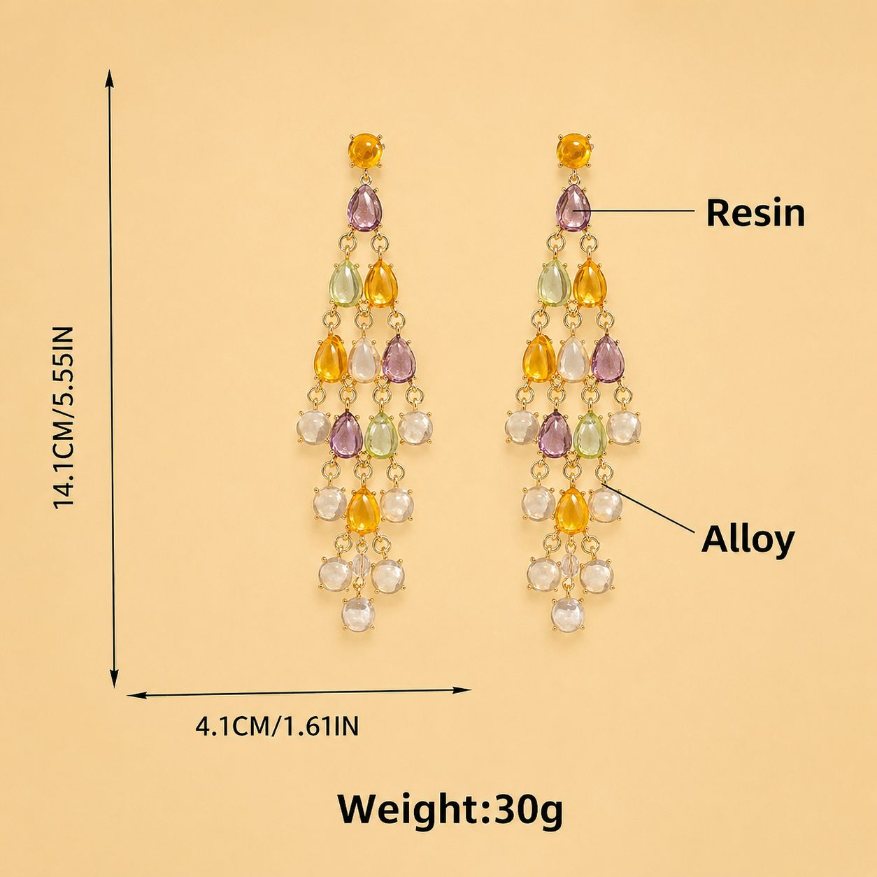 Multi Coloured Multi Layered Chandelier Earring