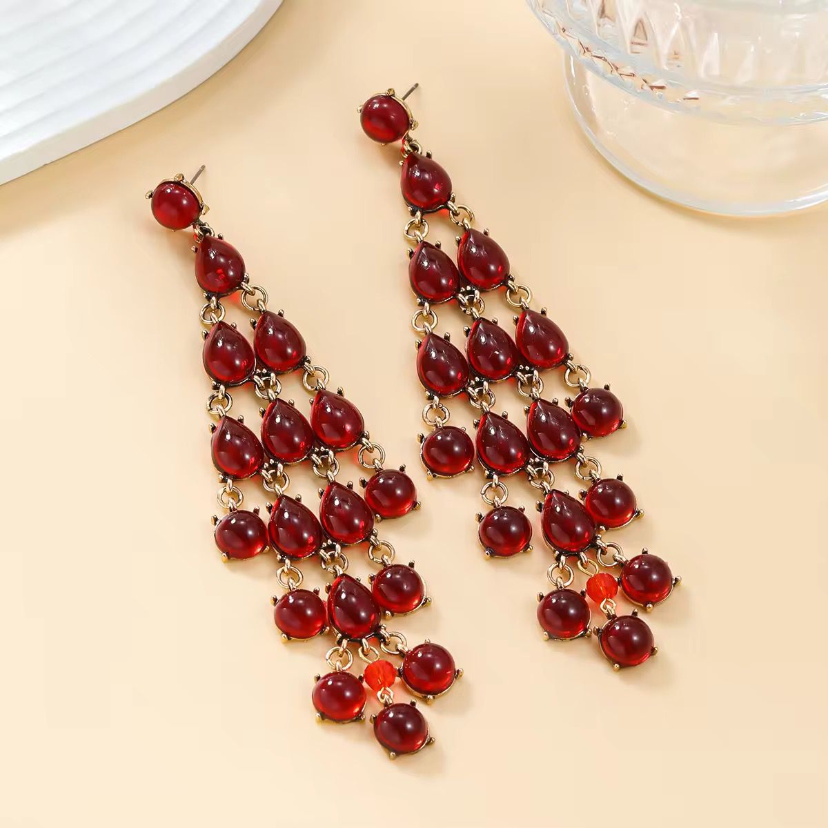 Multi Coloured Multi Layered Chandelier Earring