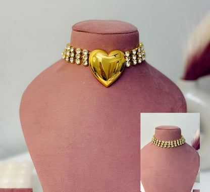 Sparkling Heart of Gold Choker