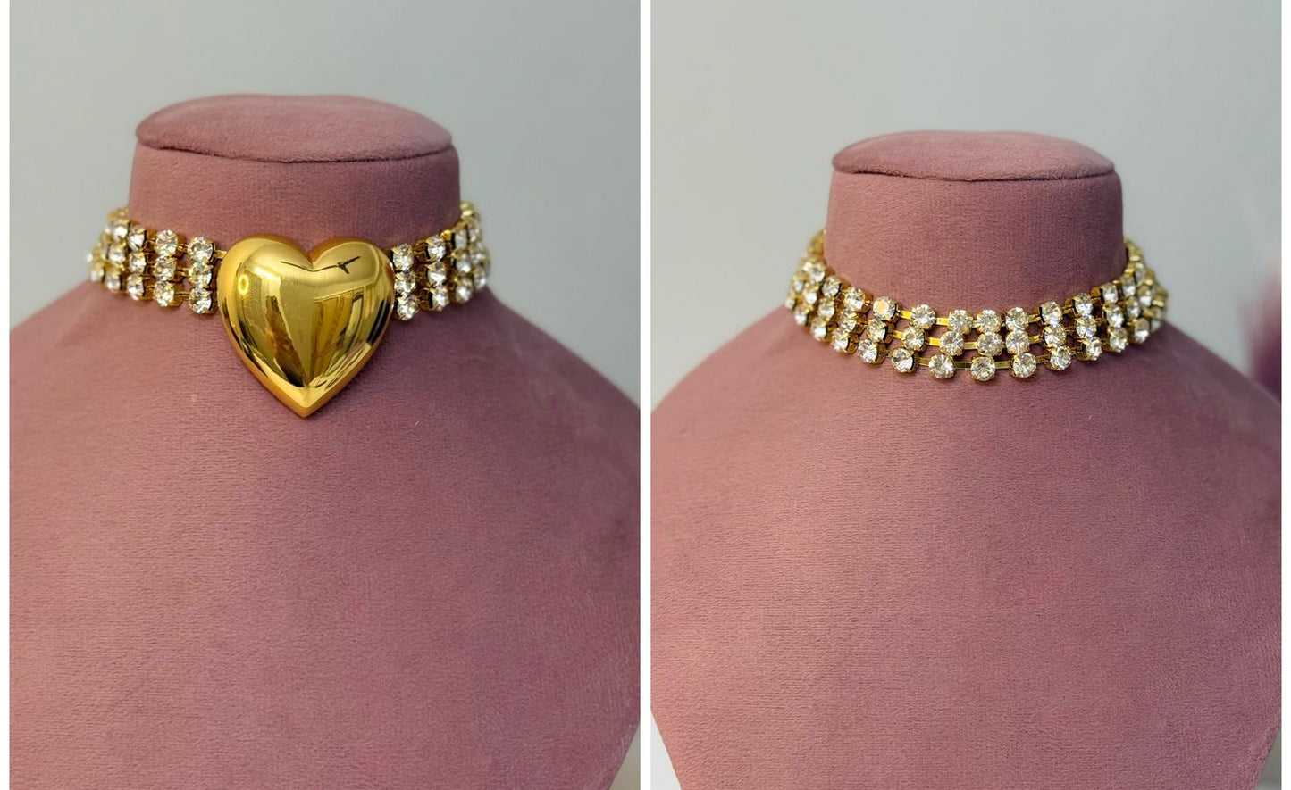 Sparkling Heart of Gold Choker