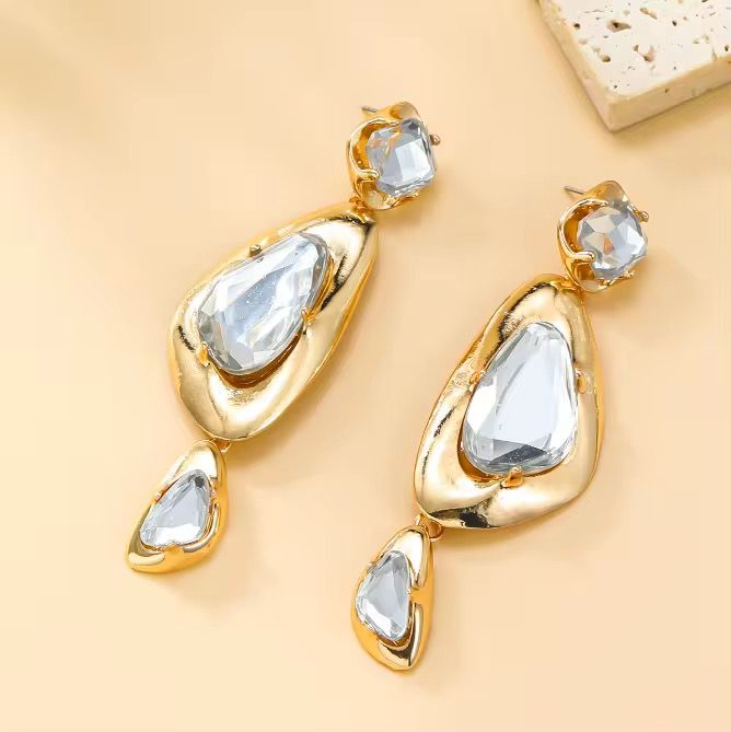 Grey Smokey Crystal Chunky Earring
