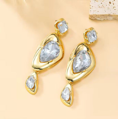 Grey Smokey Crystal Chunky Earring