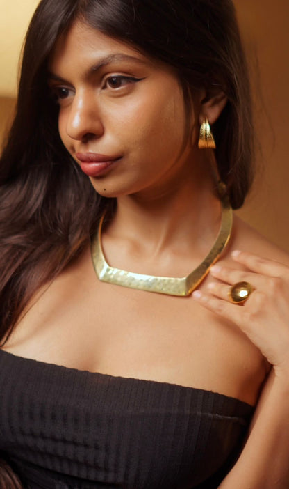 Nebula Square Brass Necklace – Bold. Sculptural. Timeless.