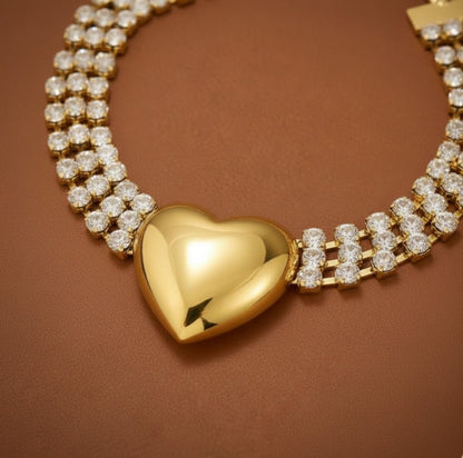 Sparkling Heart of Gold Choker