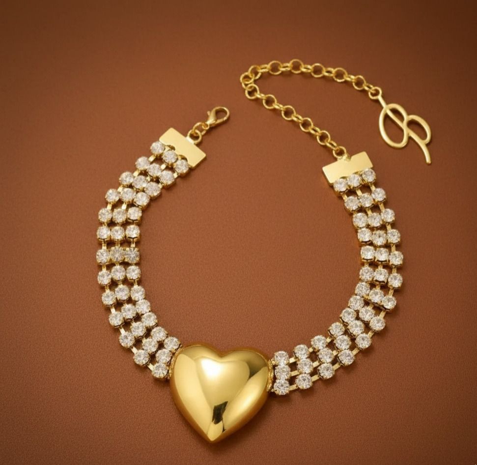 Sparkling Heart of Gold Choker