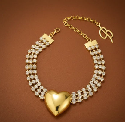 Sparkling Heart of Gold Choker