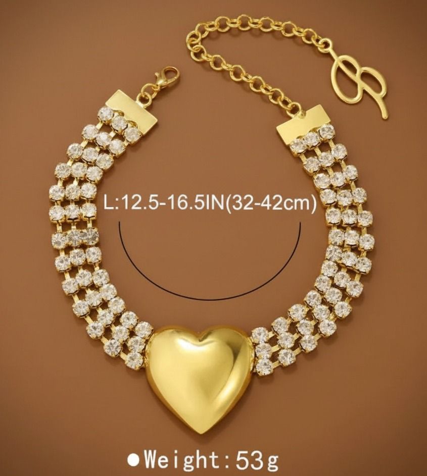 Sparkling Heart of Gold Choker